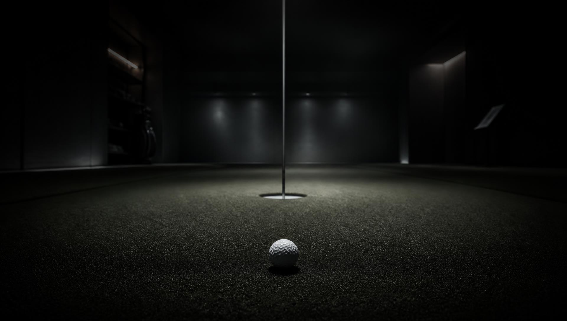 Dark premium indoor putting environment